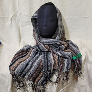 CARVIN Beau Garcon Open knit oblong striped scarf